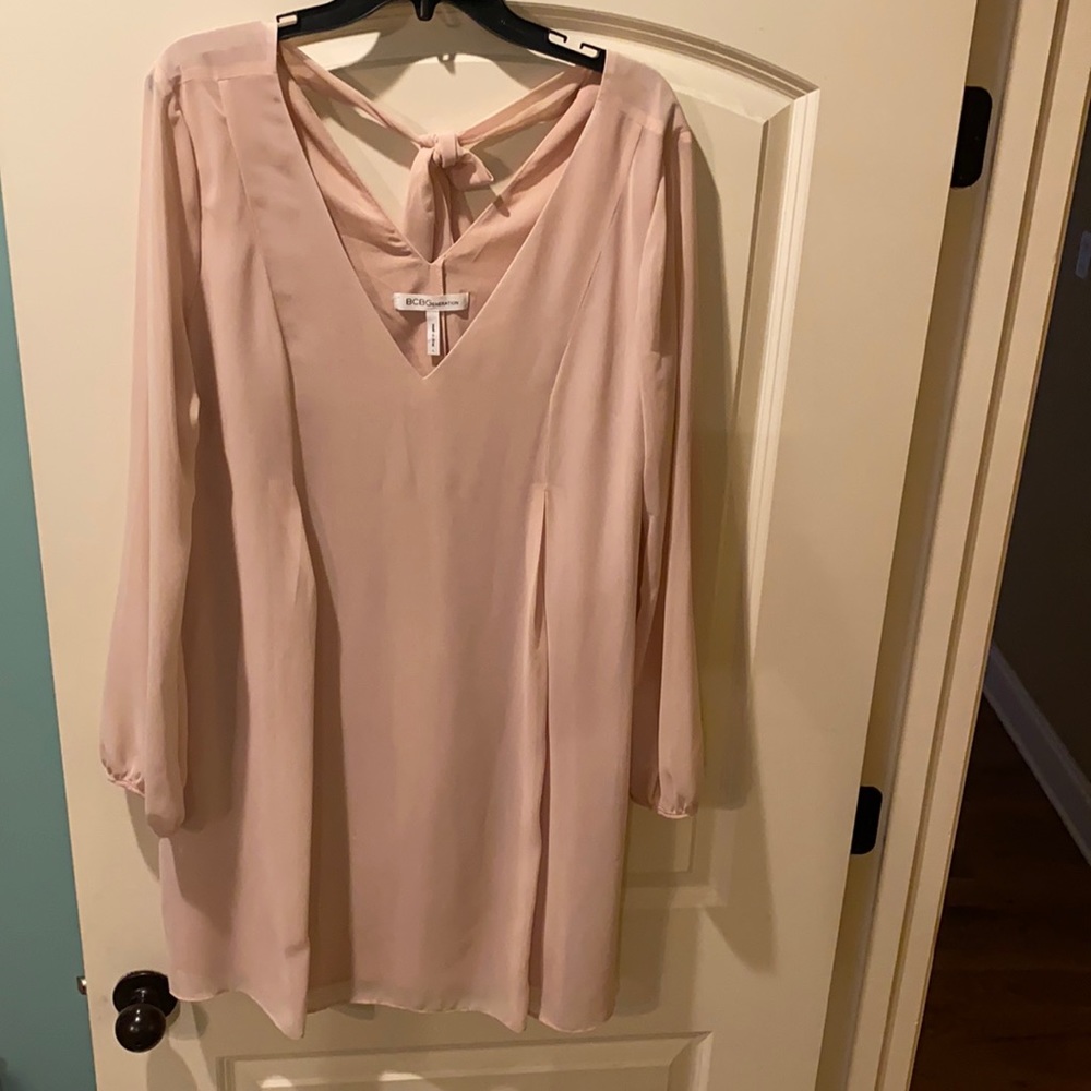 BCBGeneration blush shift dress with tie neck